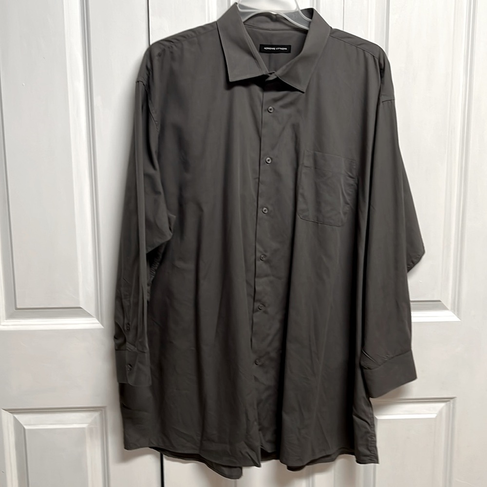 Adrienne Vittadini Dark Gray Long Sleeve Pocket Dress Shirt Size 3XL